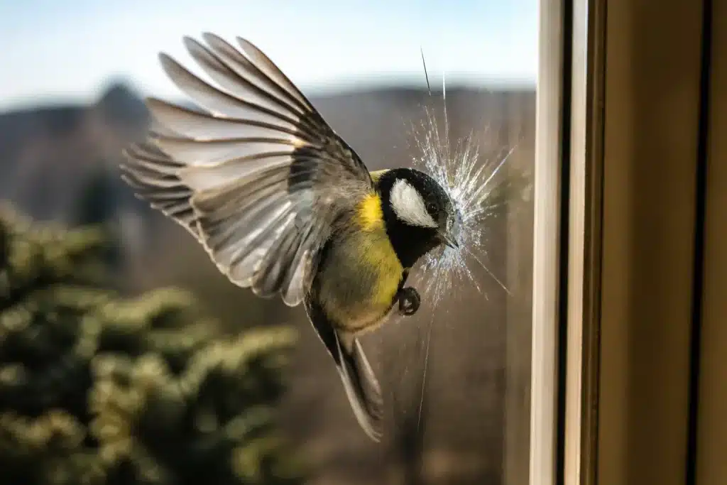Oiseau frappant vitre fenetre symbolisme spirituel nature