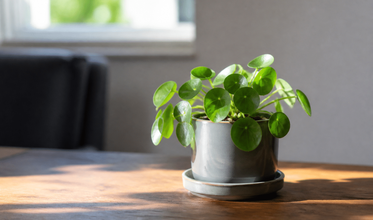Plante verte en pot sur table interieure